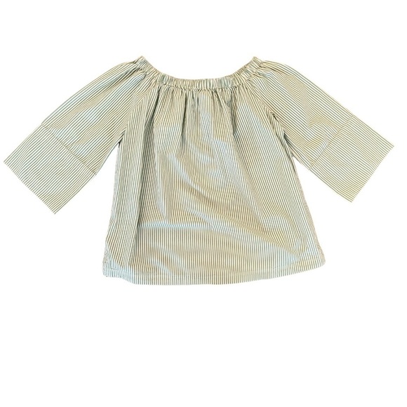 Free Assembly Women's Cold Shoulder Green Stripes Top Blouse ¾ Sleeves Size M - Picture 4 of 10